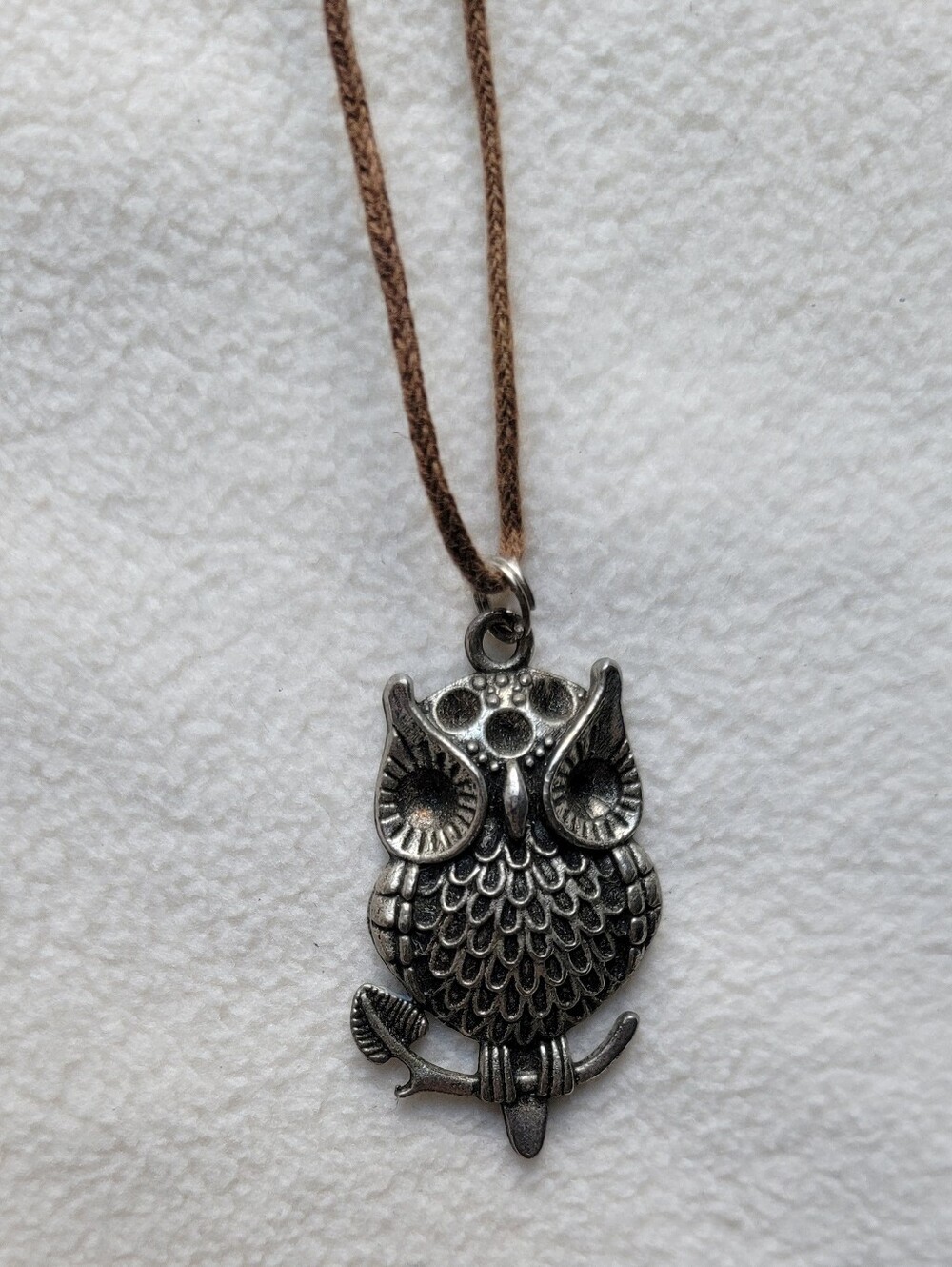 Silver Owl Pendant Necklace - Antique Finish